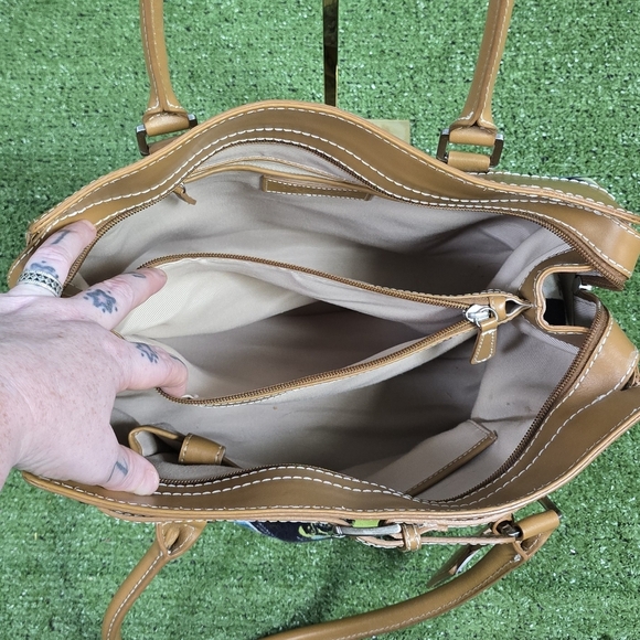 TALBOTS | POSTCARD RESORT CRUISE LARGE TRAVEL SATCHEL COTTON CANVAS VEGAN BAG - Picture 14 of 16